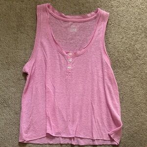 Aerie Pink Button-Front Tank Top